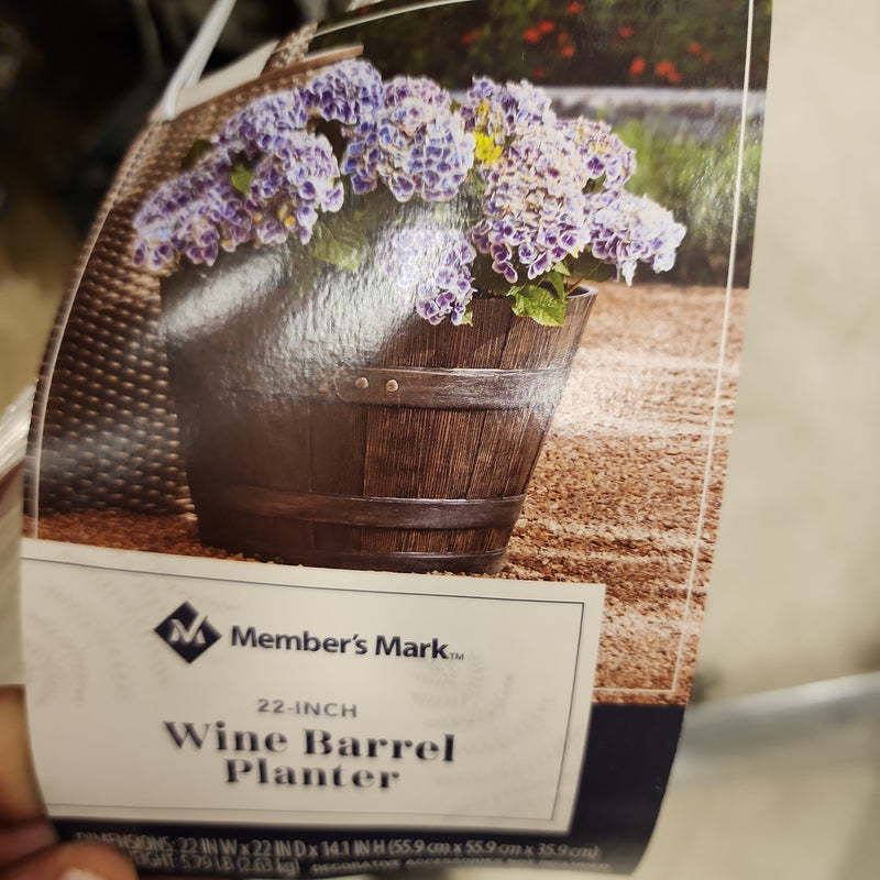 22IN WINE BARREL PLANTER BROWN