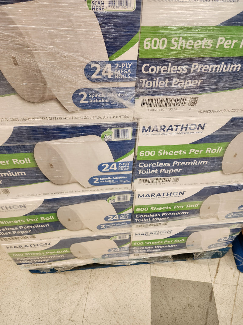 Marathon 600 Sheets per roll coreless toilet paper