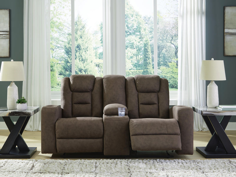 Mayhem Madness Glider Reclining Loveseat with Console
