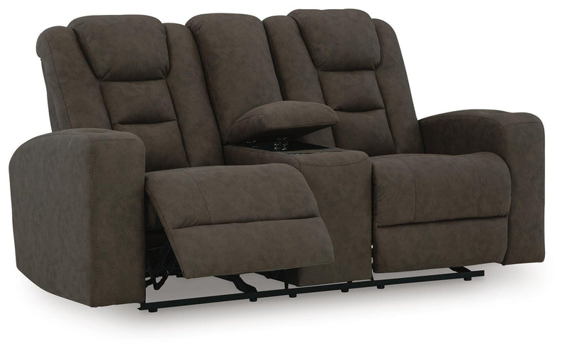 Mayhem Madness Glider Reclining Loveseat with Console