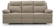 Side-Swipe Reclining Sofa with Drop Down Table
