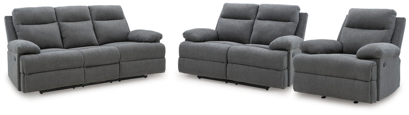 Side-Swipe Reclining Sofa, Loveseat and Recliner