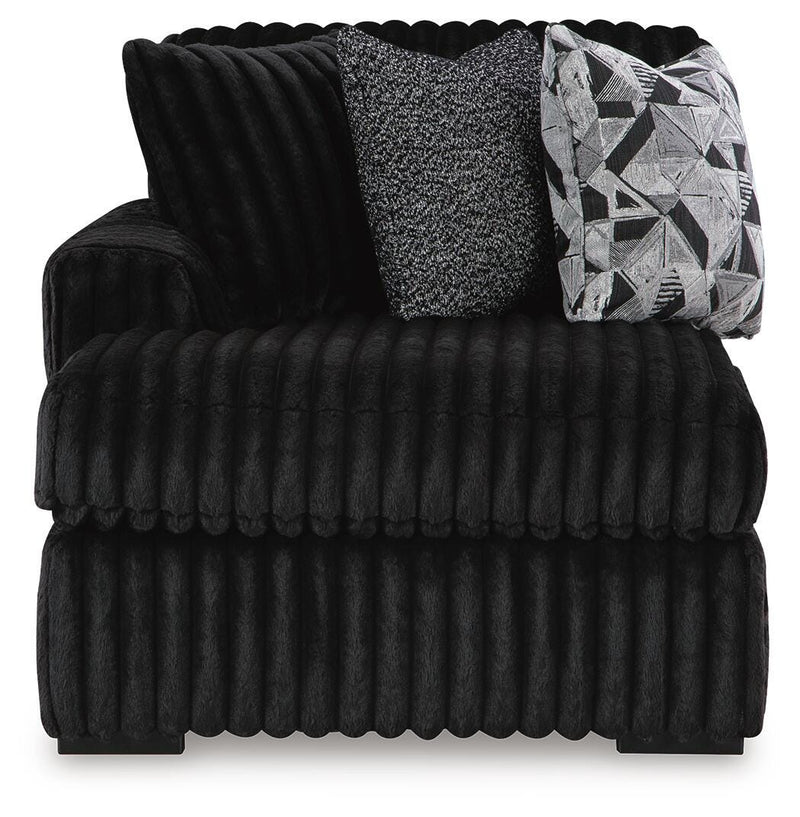 Midnight-Madness 3-Piece Sectional with Double Chaise and Ottoman