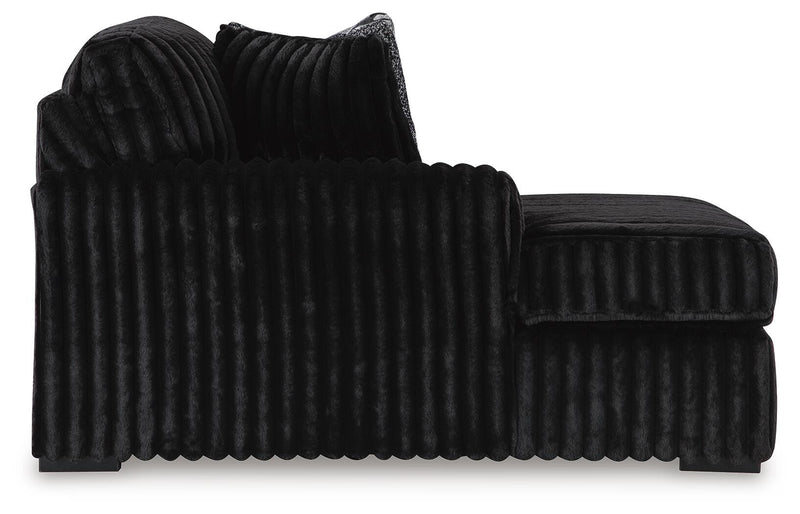Midnight-Madness 3-Piece Sectional with Double Chaise and Ottoman