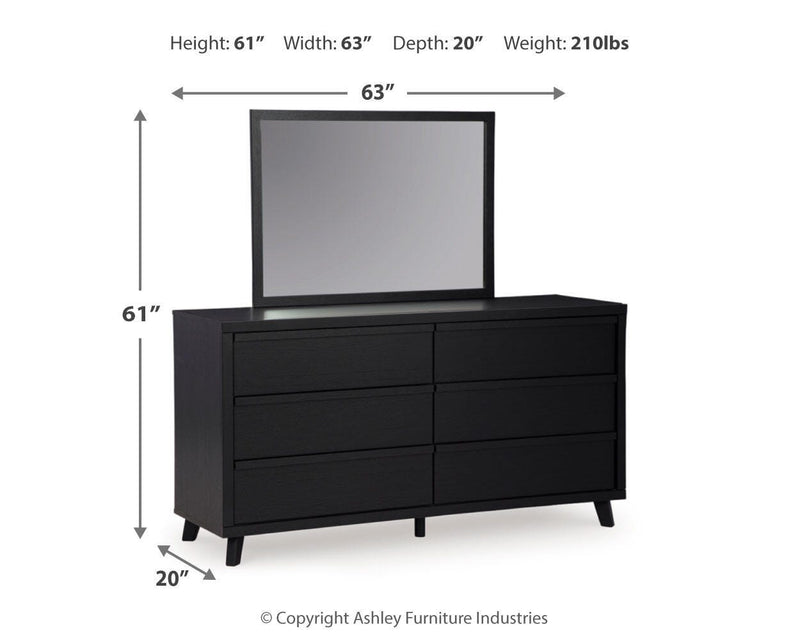 Danziar Full Panel Slat Bed, Dresser and Mirror