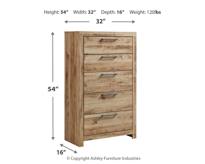 Hyanna Queen Panel Storage Bed, Dresser, Mirror, Chest and 2 Nightstands