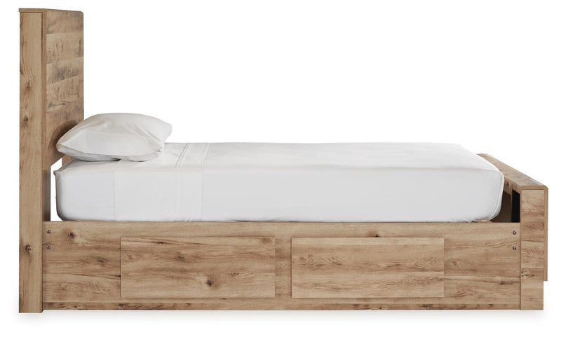Hyanna Twin Panel Bed with 2 Side Storage, Dresser and Mirror