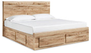 Hyanna Queen Panel Storage Bed with 1 Side Storage, Dresser and Mirror