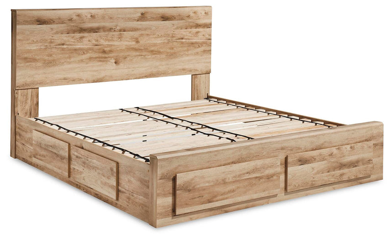 Hyanna Queen Panel Storage Bed with 1 Side Storage, Dresser and Mirror