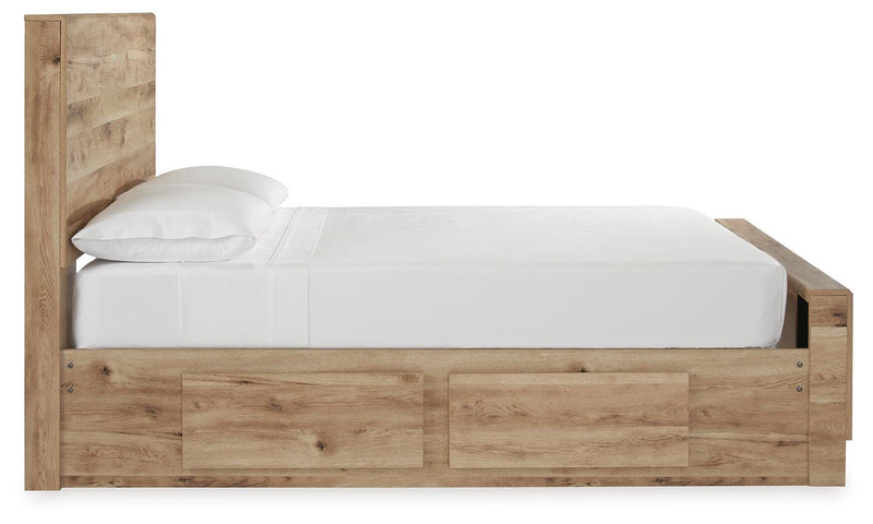 Hyanna Full Panel Bed with 1 Side Storage, Dresser and Mirror