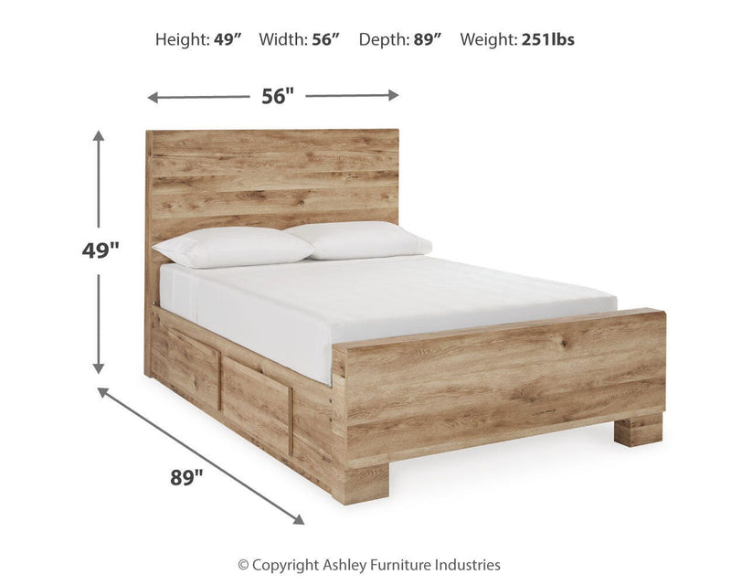 Hyanna Full Panel Bed with 2 Side Storage, Dresser and Mirror