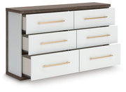 Kendanport Queen Upholstered Bed, Dresser and Nightstand