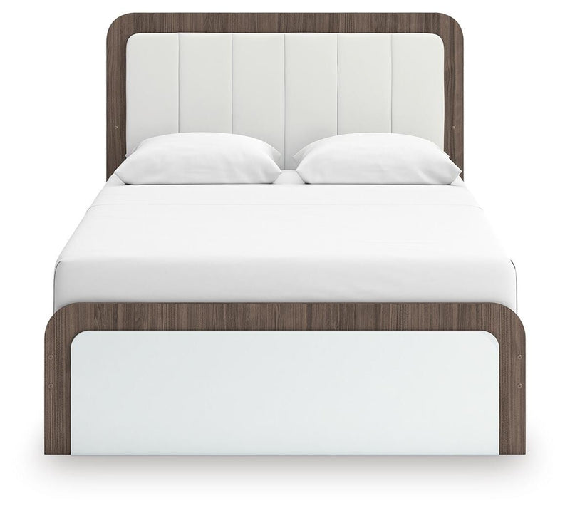 Kendanport Queen Upholstered Bed, Dresser, Mirror and Nightstand