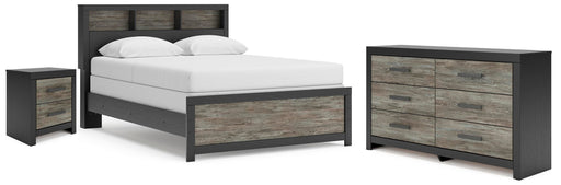 Broachmyn Queen Bookcase Panel Bed, Dresser and Nightstand