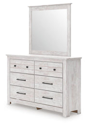 Makidern Queen Panel Bed with Storage, Dresser and Mirror