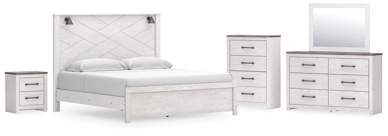 Gerridan King Panel Bed, Dresser, Mirror, Chest, and Nightstand