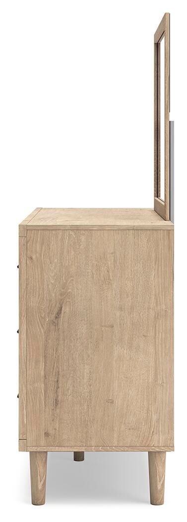 Cielden Queen Upholstered Bed, Dresser and Mirror