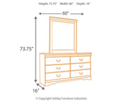 Huey Vineyard Queen Sleigh Headboard with Dresser, Mirror and 2 Nightstands