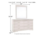 Anarasia Queen Sleigh Bed, Dresser, Mirror and Nightstand