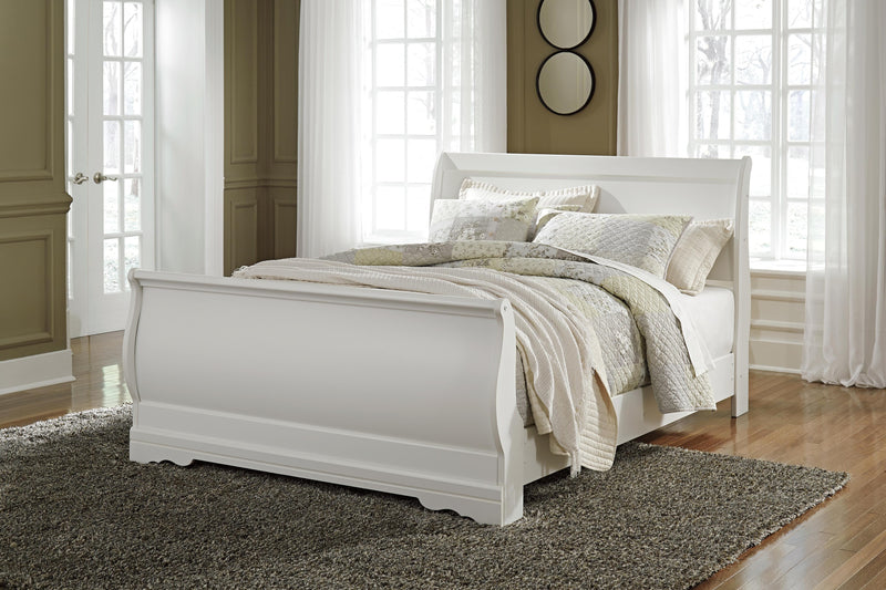 Anarasia Queen Sleigh Bed, Dresser, Mirror and 2 Nightstands