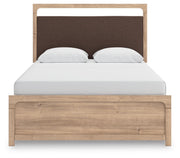Kinlanni Queen Upholstered Panel Bed, Dresser and Mirror