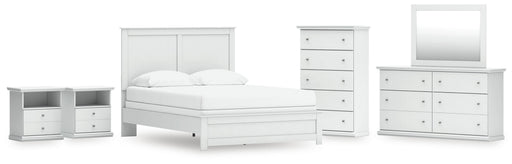 Bostwick Shoals Queen Panel Bed with Mirrored Dresser, Chest and 2 Nightstands