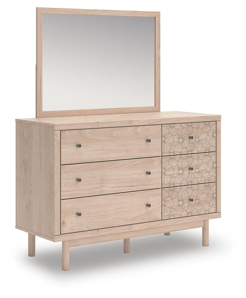 Arloster Full Upholstered Panel Bed, Dresser and Mirror