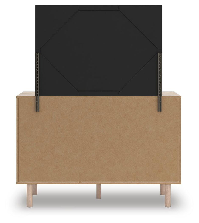 Arloster Twin Upholstered Panel Bed, Dresser and Mirror
