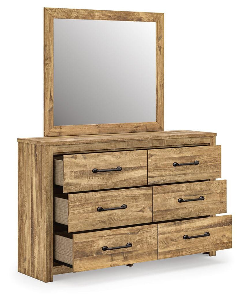 Maystonna Queen Crossbuck Panel Bed, Dresser and Mirror