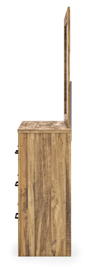 Maystonna King Crossbuck Panel Bed, Dresser, Mirror and Nightstand