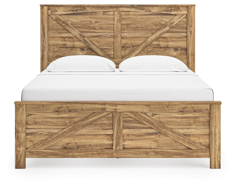 Maystonna King Crossbuck Panel Bed, Dresser, Mirror and Nightstand
