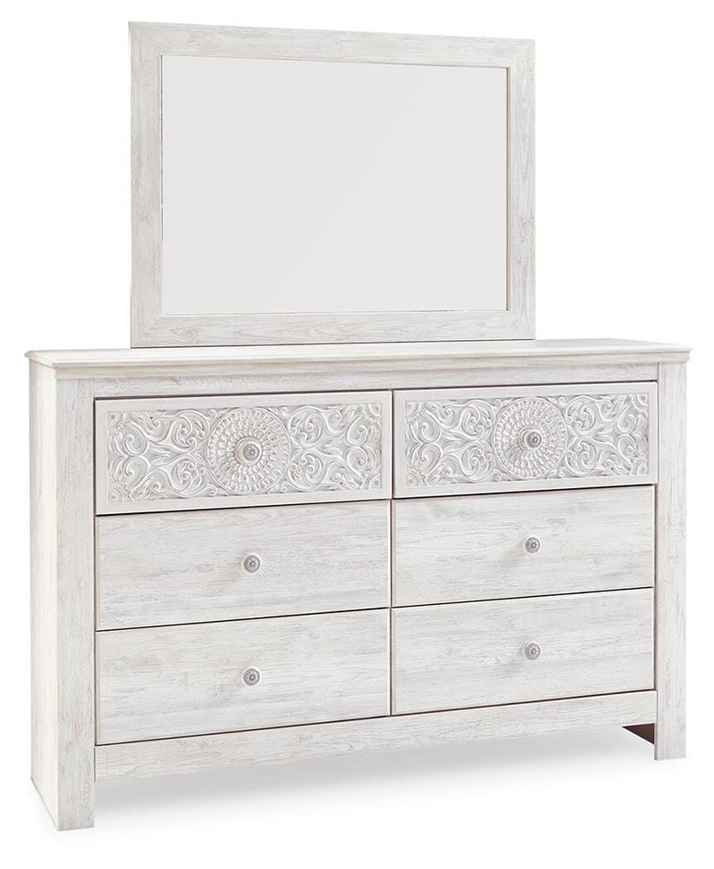 Paxberry King Panel Bed, Dresser, Mirror and Nightstand