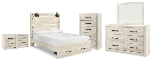 Cambeck Queen Panel Storage Bed, Dresser, Mirror, Chest and 2 Nightstands
