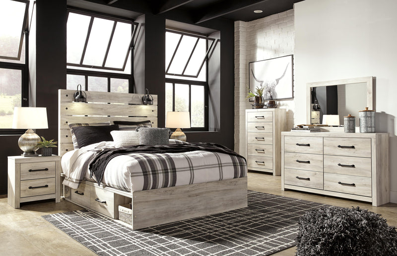 Cambeck Queen Panel Storage Bed, Dresser, Mirror, 2 Chests and 2 Nightstands
