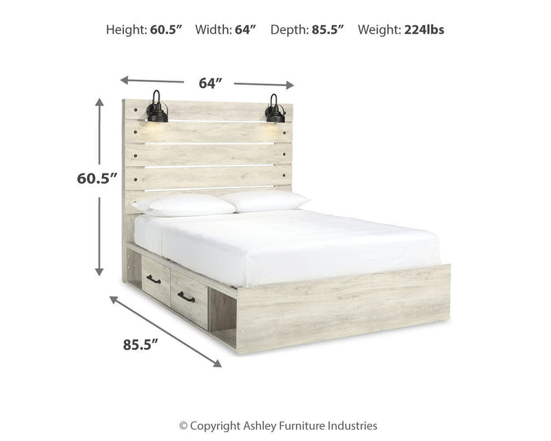 Cambeck Queen Panel Storage Bed and 2 Nightstands