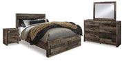 Derekson Queen Panel Storage Bed with Mirrored Dresser and Nightstand