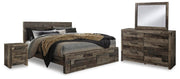 Derekson King Panel Storage Bed, Dresser, Mirror and Nightstand