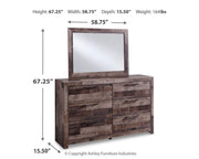 Derekson King Panel Storage Bed, Dresser, Mirror and Nightstand