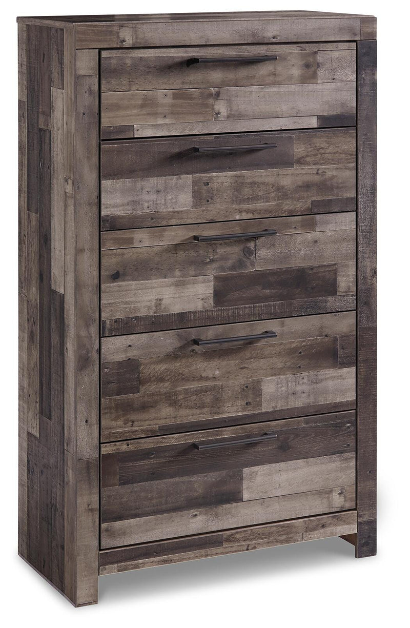 Derekson Queen Storage Bed, 2 Chests and 2 Nightstands