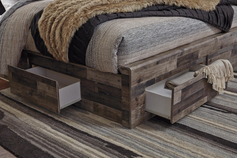 Derekson King Panel Storage Bed, Dresser and Mirror
