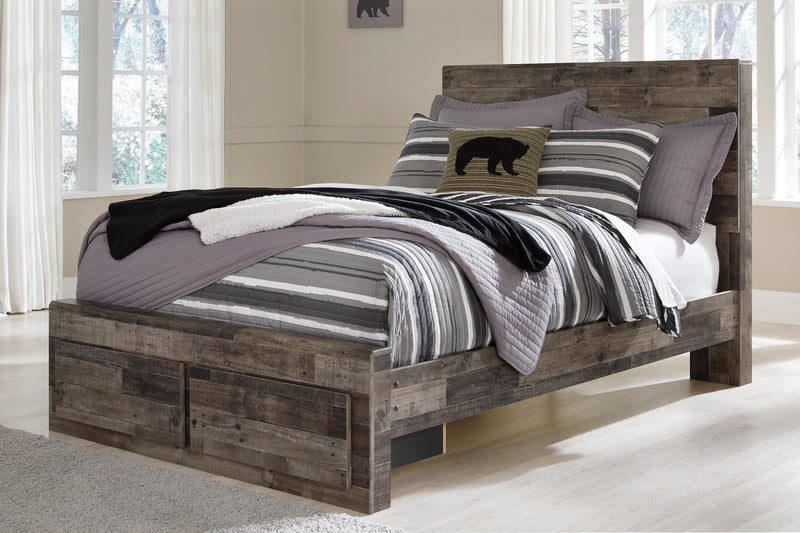 Derekson Full Panel Storage Bed, Dresser, Mirror and Nightstand