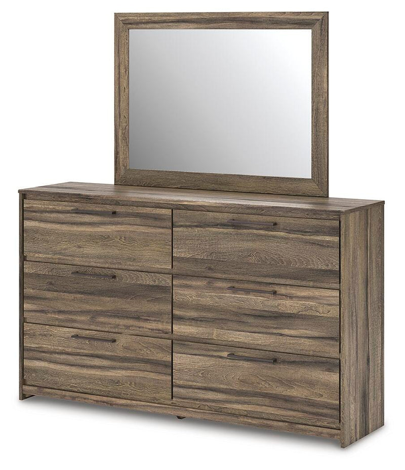 Elbrim Queen Panel Storage Bed, Dresser, Mirror and Nightstand