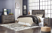 Drystan King Panel Headboard with Metal Frame, Dresser, Mirror, and Nightstand