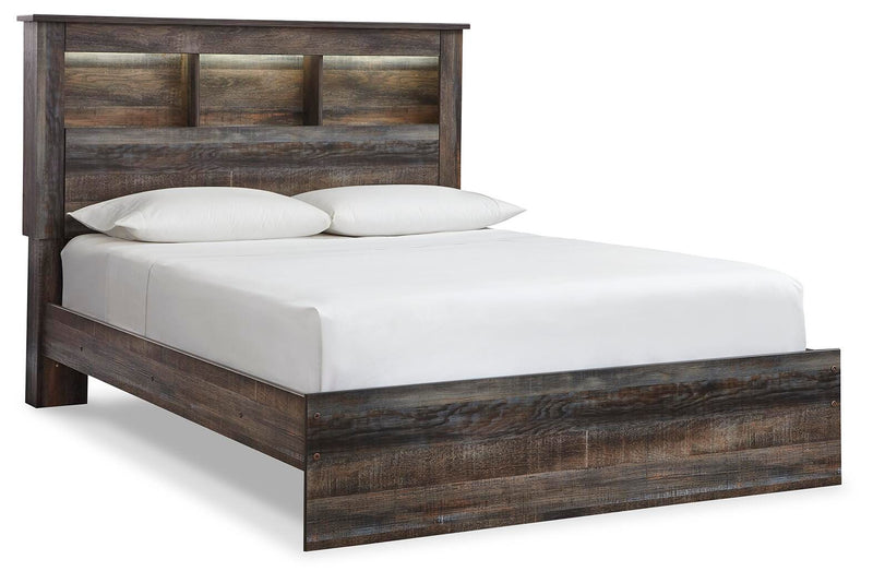 Drystan Queen Bookcase Bed, Dresser, Mirror and Nightstand