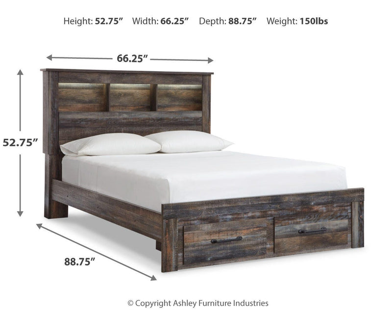 Drystan Queen Bookcase Storage Bed, Dresser and Mirror