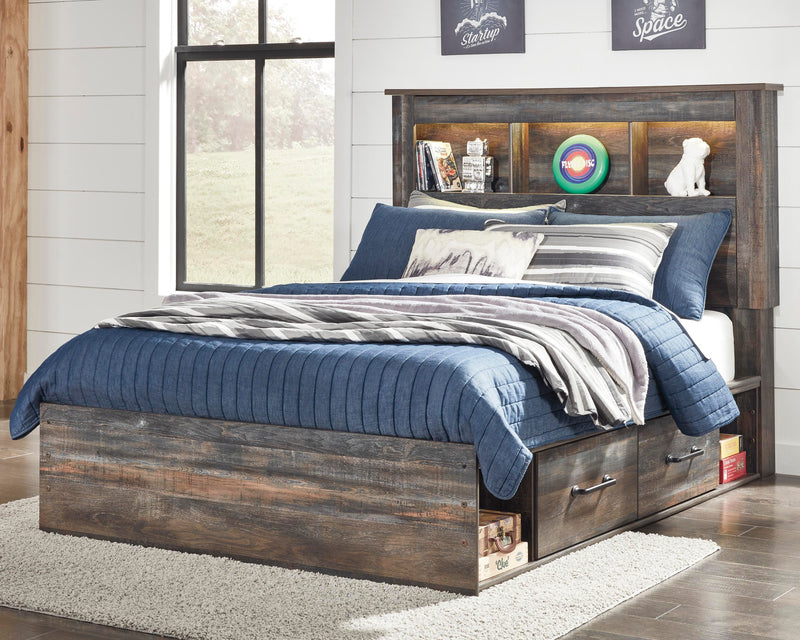 Drystan Full Bookcase Bed with 2 Sided Storage and Nightstand