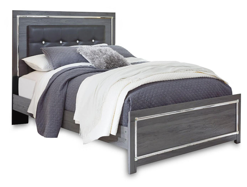 Lodanna Queen Upholstered Panel Bed, Dresser and Mirror