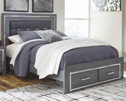 Lodanna Queen Upholstered Panel Storage Bed, Dresser, Mirror, and Nightstand
