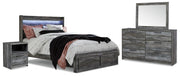 Baystorm Queen Panel Storage Bed with Mirrored Dresser and Nightstand