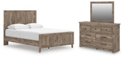 Rusticott Queen Panel Bed, Dresser and Mirror
